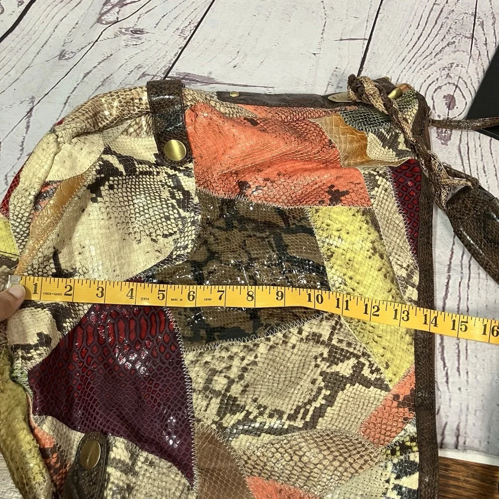Tambourine by Dawn Patchwork Snakeskin Print Hobo Faux‎ Leather Shoulder Bag
